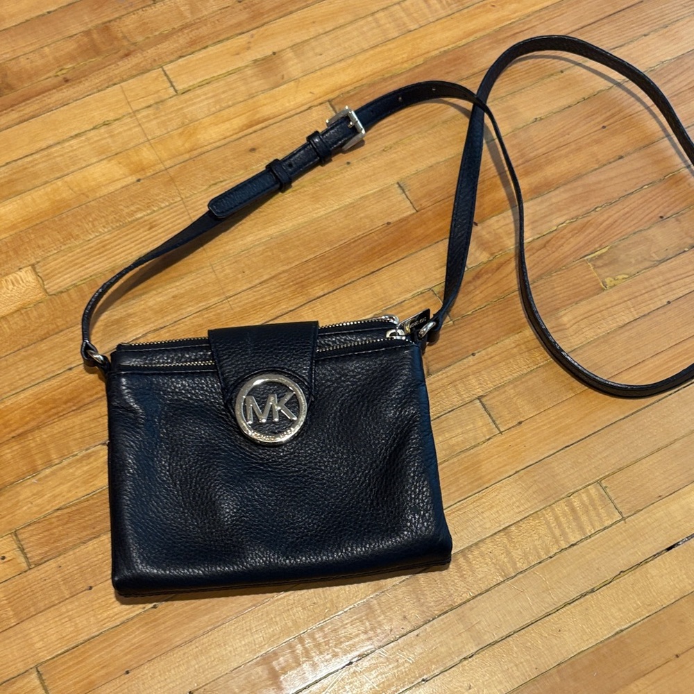 Michael Kors Navy Crossbody Bag with Silver Accents